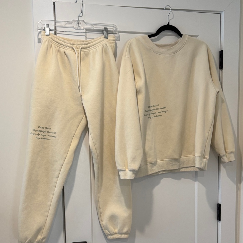White Fox Cream Sweatshirt and Joggers Set